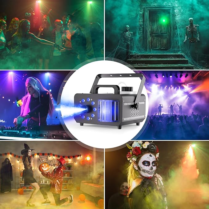 Fog Machine with RGBW LED Lights, 1200W Professional Smoke Machine, 1L Tank, 3000CFM Output, 14 Colors for DJ Party Stage Wedding Halloween 2PACK