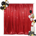 SquarePie Sequin Backdrop Less Transparent Background Sparkly Curtain for Wedding Party 4FT x 7FT Red
