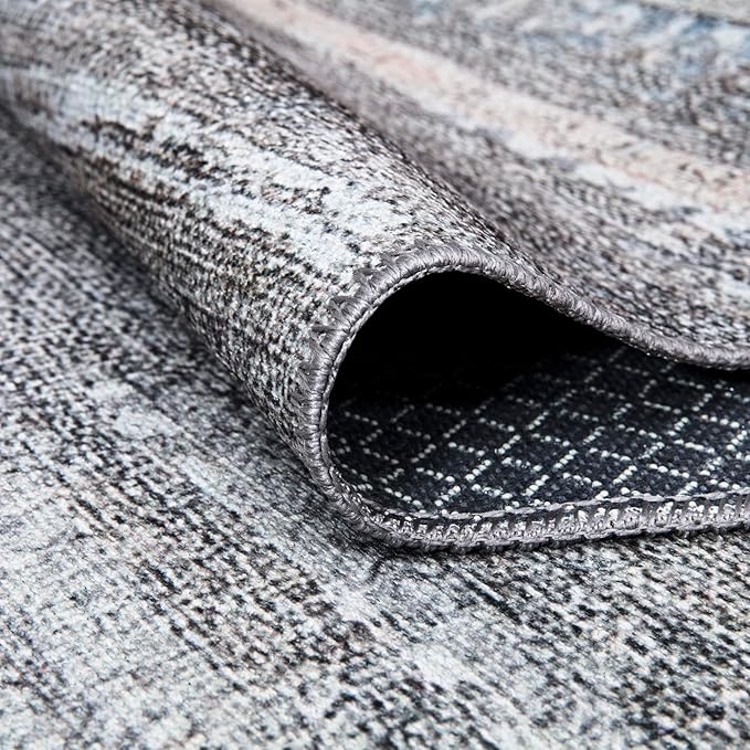 Bloom Rugs Washable Non-Slip 2' x 3' Rug - Gray/Blue/Blush Modern Abstract Area Rug for Living Room, Bedroom, Dining Room, and Kitchen - Exact Size: 2' x 3'