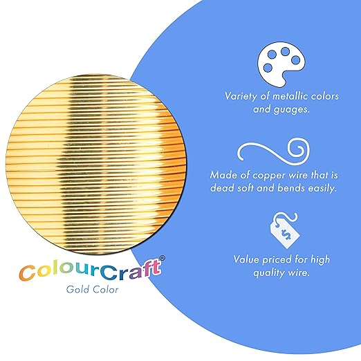 Beadalon ColourCraft Wire, 26 Gauge, Gold Color Silver Plated, 34 yd Spool