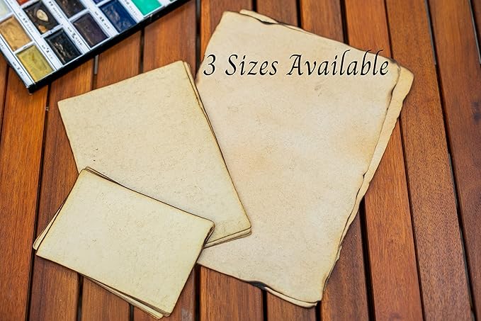 Wanderings Handmade Antique Blank Cards with Slighly Burned Paper Edge - 4"x6" Package of 50 - Mixed Media Cards for Announcements Invitations Crafts - Thick 150 GSM Recycled Paper