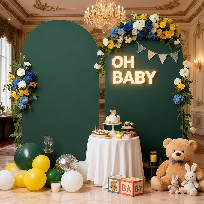6.6FT Hunter Green Arch Cover - Polyester Fitted Wedding Arch Stand Covers Round Top Chiara Arch Backdrop Cover for Birthday Party Banquet Photo Background Decoration