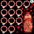 Aogist 12 Pack Fairy Lights 3 Modes 7ft 20 LED Waterproof,Battery Operated Silver Wire Firefly Starry Moon Mini String Lights for Mason Jars Christmas DIY Crafts Wedding Party Bedroom,Red