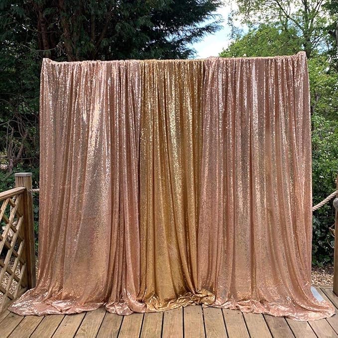 Backdrop Curtain Drapes 2 Panels Rose Gold Party Sequin Background 2FT x 8FT Wedding Ceremony Birthday Decorations Shimmer Fabric