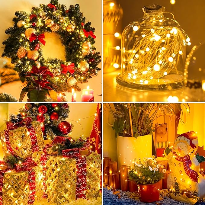 100 Pack Fairy Lights Battery Operated - 7ft 20 Led Twinkle Lights 3 Modes, Bulk Mini String Lights Waterproof for Mason Jars Vases DIY Party Wedding Decoration Christmas -Warm White