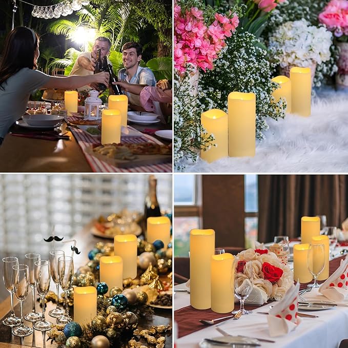 72-Pack Realistic Flameless LED Candle, Battery Operated with Remote Control, 3D Flame Pillar Timer Funtion Melted Top Safe,Perfect for Indoor/Outdoor Decor,Wedding,BBQ and Gift.