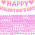 167Pcs DIY Glitter Customizable Banner Kit Happy Birthday Letter Banners Happy Valentine's Day Banners Love Heart Personalized Banner Decor Birthday Party Decorations Supplies(Glitter Light Pink)