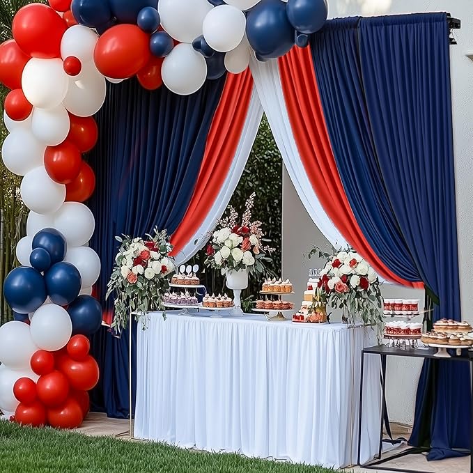 40×14ft Wrinkle Free Navy Blue Backdrop Curtain for Wedding Parties,8 Panels 5×14ft Height Soft Silky Polyester Photo Backdrop Drapes Curtains for Birthday Photography Stage Events Background Cloth