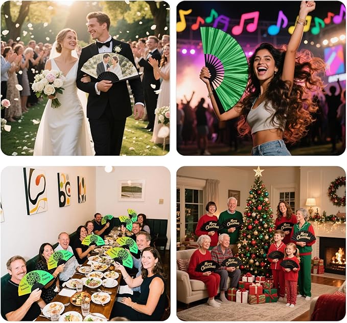 Custom Fans with Your Photo/Text - 13 Inch Personalized Folding Hand Fan for Line Dancing, Weddings, Parties | Decorative Gift for Women, Church Events & Dance Performances (50, 13 Inch)