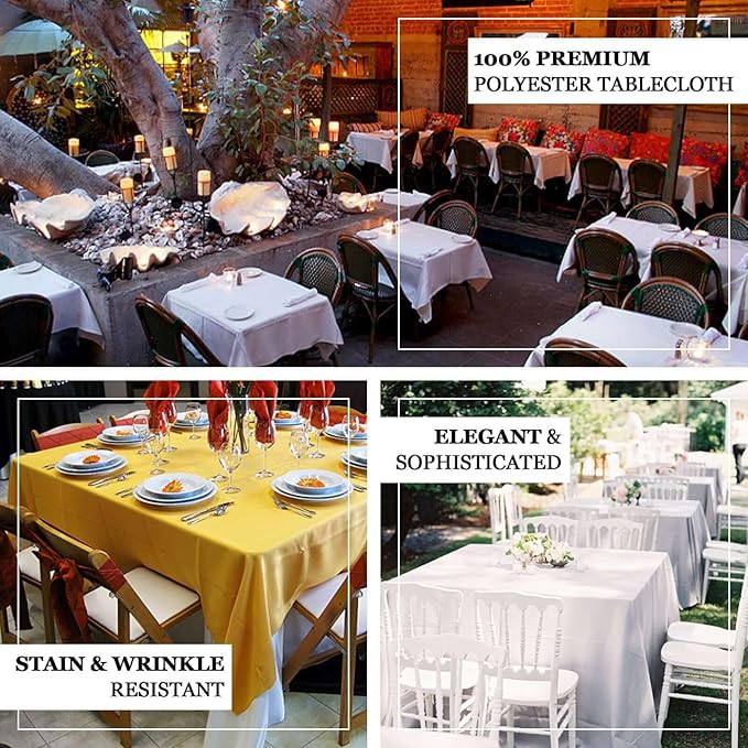 Efavormart 90" Gold Wholesale Linens Polyester Square Linen Tablecloth for Kitchen Dining Catering Wedding Birthday Party Events