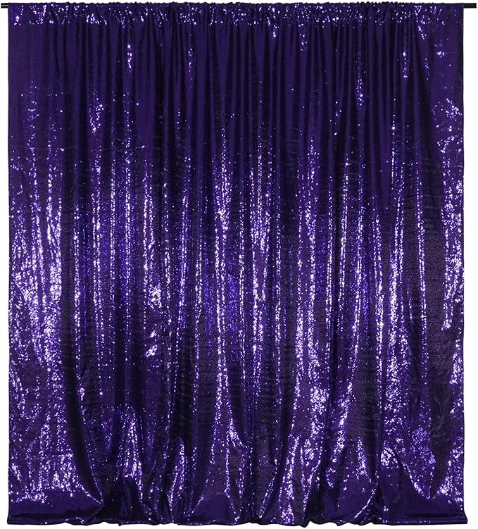 Poise3EHome 8Ft x 10Ft Purple Sequin Backdrop, Glitter Thick Satin Sequin Background Drapes, Sequence Backdrop for Halloween Wedding Party Holiday Festival Decor