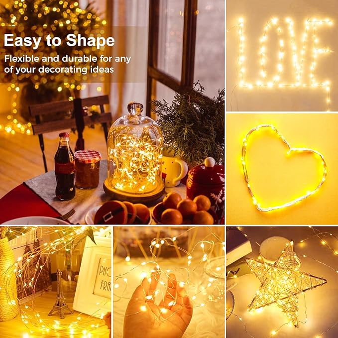 kolpop 18 Pack LED Fairy Lights Battery Operated, 7FT 20 LED Mini Twinkle String Lights Battery Powered Waterproof for Christmas Mason Jars Party (Warm White)