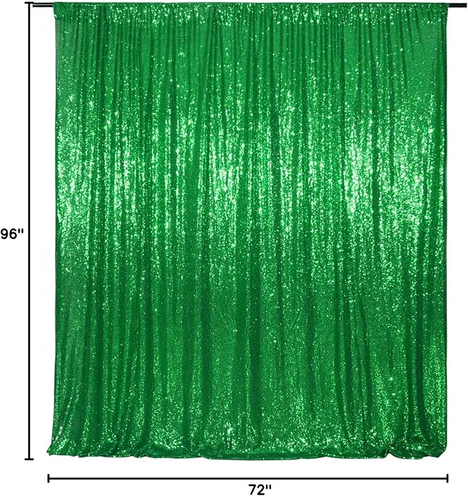 Poise3EHome Green Sequin Backdrop, 6FT x 8FT Green Sequin Photography Backdrop Curtain for St. Patrick's Day Party Decoration
