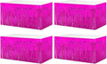 4 Pack 29x108 Inch Metallic Foil Fringe Tinsel Table Skirts for Rectangle Tables Streamer Curtains Backdrop for Christmas, Birthday, Parade Floats, Halloween Day Party Supplies(Fuchsia)