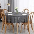 maxmill Flaxy Faux Linen Tablecloth with 2-Tone Slubby Texture Wrinkle Resistant Anti-Shrink Soft Table Cloth for Kitchen Dining Restaurant Tabletop for Event Holiday Dinner Round 70 Inch Charcoal