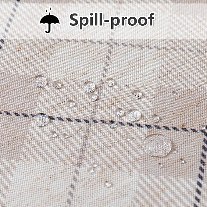 MYSKY HOME Table Cloth 60x84 inch Rectangle, Heavy Duty Linen Look Waterproof, French Country Black Plaid for Kitchen Dining, Party