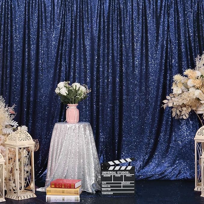 Eternal Beauty Navy Blue Sequin Backdrop, 20x10 Ft Glitter Background Curtains for Shimmer Photography Party Wedding Birthday Independence Day Back Drop Decor
