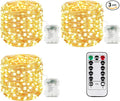 3Pack 99Ft 300LED Fairy Lights Battery Operated with Remote, Waterproof String Lights with Timer for Indoor & Outdoor, Twinkle Lights Battery Powered for Bedroom Wedding Christmas Decor (Warm White)