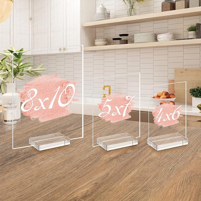 Acrylic Sign Holders, 20 PCS Clear Place Card Holders with Card Slot, Table Numbers Display Stands, for Wedding/Menu/Meeting/Table Numbers