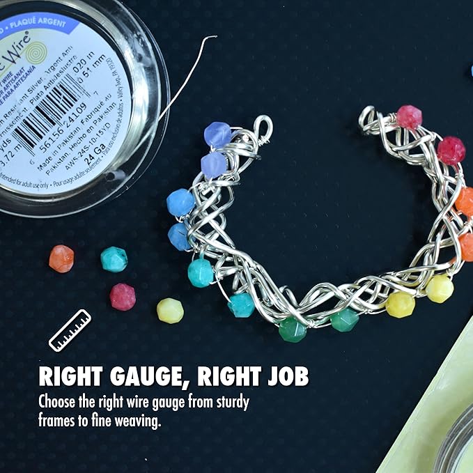 Artistic Wire, 28 Gauge Silver Plated Tarnish Resistant Colored Copper Craft Wire, Silver Blue, 40 yd