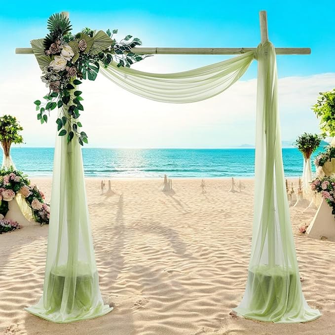 MDS Halloween Chiffon Draping Fabric - 1 Panel, 30" Wide x 100ft Long - Sheer Spooky Arbor & Canopy Drapery for Haunted House Backdrops, Party Ceilings, DIY Costumes & Themed Events - Sage Green
