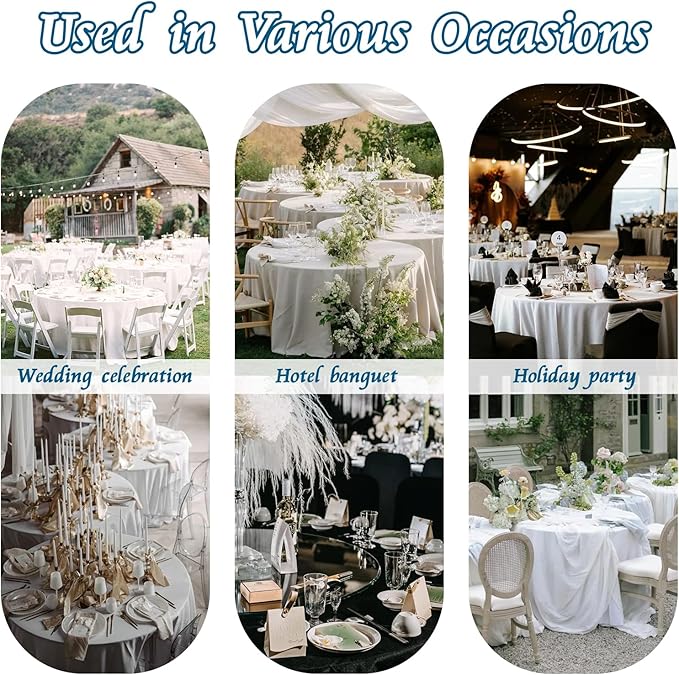 KKJIAF 1 Pack Round Table Cloths 90 Inch, Silver Overlay Round Satin Table Cover, Silky Satin Dining Tablecloths for Wedding Buffet Parties Banquet Decoration