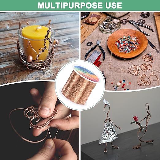 0.4mm Jewelry Wire, 26 Gauge 328FT Craft Wire Copper Beading Wire for Jewelry Making/Planting/Weaving/DIY Crafting, Soft Metal Wires [100M, Copper Tone]