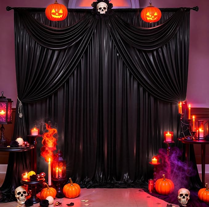 20ftx10ft Black Sequin Backdrop Curtain for Parties, Wrinkle Free Thick Glitter Sparkle Photo Backdrop Drapes 4 Panels 5x10FT Shimmer Back Drop Cloth for Wedding Birthday Halloween Background