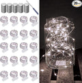 LAMPHOME 20 Pack Fairy Lights Battery Operated String Lights, 20 LED on 6.6FT Silvery Copper Wire, Firefly Fairy String Lights for Wedding Party Mason Jar Christmas Decorations Bedroom Decor(White)
