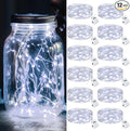 kolpop 12 Pack LED Fairy Lights Battery Operated, 7FT 20 LED Mini Twinkle String Lights Battery Powered Waterproof for Christmas Mason Jars Party (Cool White)