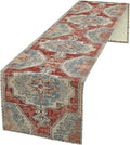Boho Floral Vintage Table Runner, Retro Blue Red Flower Rustic Country Farmhouse Abstract Pattern for Home Kitchen Table Decor Dining Coffee Room Party Decor 13x72in