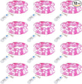 Minetom 12 Pack Pink Fairy Lights Battery Operated String Light with Timer - 7ft 20 LED Waterproof Silver Wire Firefly Light for DIY Crafts Wedding Table Centerpieces, Pink