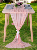 MDS 15 Pack 10ft Chiffon Table Runner 29 x 120 Inches Sheer Wedding Runner Romantic Rustic Table Runner for Wedding Decorations, Birthday Parties, Bridal Shower Party Arch Decor - Dusty Rose