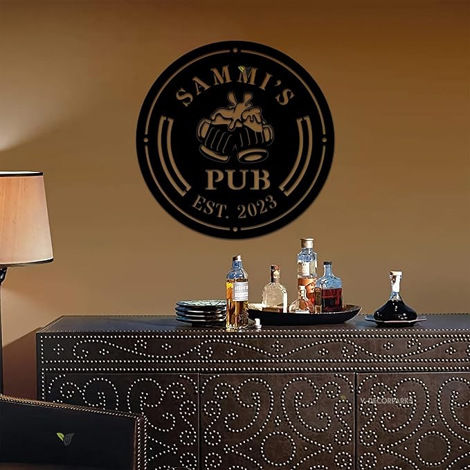 Personalized Bar Metal Art LED Light Beer Bar Metal Sign Custom Bar Sign Beer Bar Metal Wall Art Beer Mug Cheer Name Sign Bar Pub Decoration