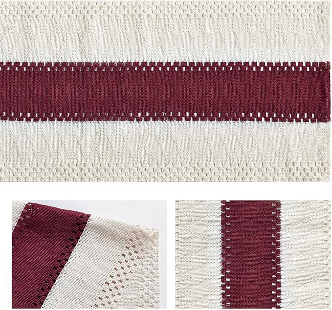 Artoid Mode Red Farmhouse Rustic Table Runner, Seasonal Holiday Hollow Kitchen Dining Table Decoration for Home Party Decor 12x90 Inch