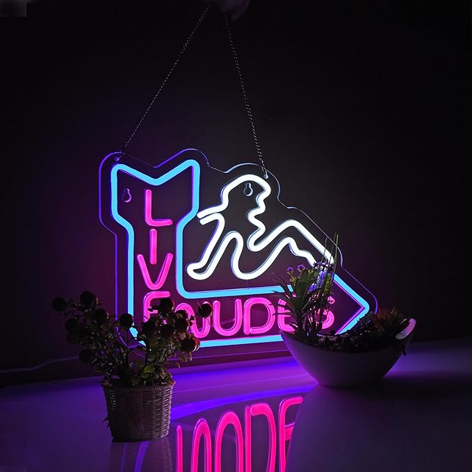 Neon Sign for Wall Décor LED Live Batchroom Changing Room Restroom Neon Lights Girls Art Signs with Dimmer for Man Cave Beer Bar Home Bedroom Hotel Pub Room Decor