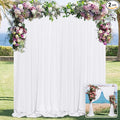 White Backdrop Curtain for Wedding Decor Holiday Party - White Wedding Backdrop Polyester Photography Backdrop Drapes Baby Shower Birthday Privacy Sliding Curtains Home Decor, 5ft x 7ft, 2 Panels