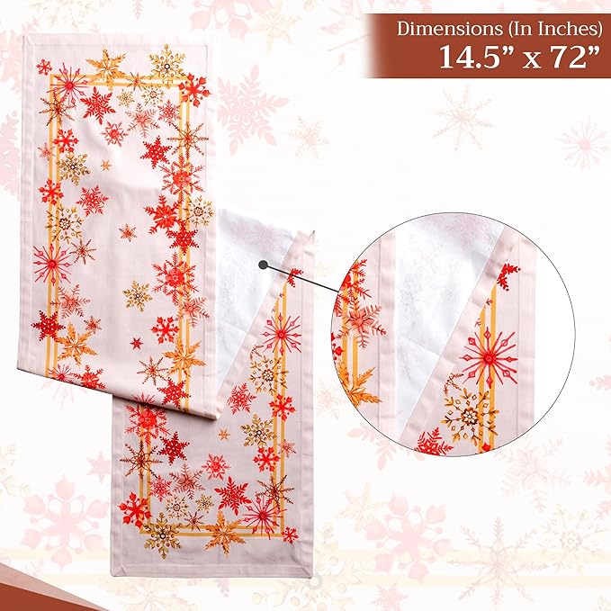 Maison d' Hermine Table Runner 100% Cotton Single Layer Table Runners 72 inches Long for Thanksgiving Christmas Decorations Home Kitchen Dining Party Wedding (Crystal Star, 14.5" x 72")