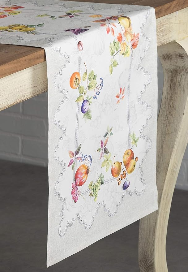 Maison d' Hermine Table Runner 100% Cotton Single Layer Table Runners 48 inches Long for Thanksgiving Christmas Decorations Home Kitchen Dining Party Wedding (Fruit D'Hiver, 14.5" x 48")