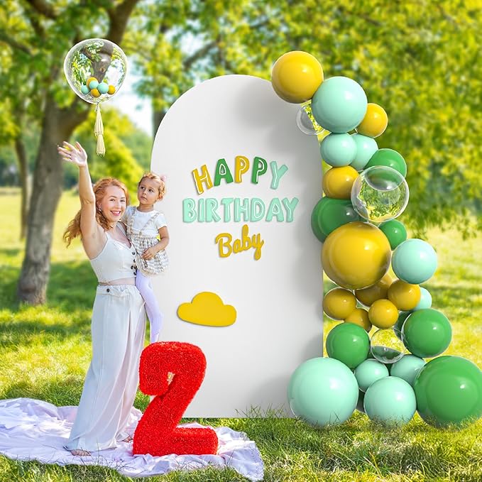 Arch Backdrop Stand Cover 8Ft White Thick Spandex Fabric Arch Backdrop Cover High Elasticity Fitted Round Top for Wedding Birthday Party Baby Shower Garden Decoration