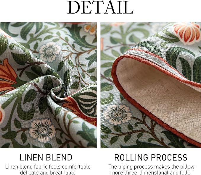 ISAENNE Designer French Green Elegant Linen Table Runner 102 Inches Long,Colorful Flower Pattern Soft Table Runners for Dining Tables,Thanksgiving,Kitchen Tables,Christmas,12"*102"-Naples B