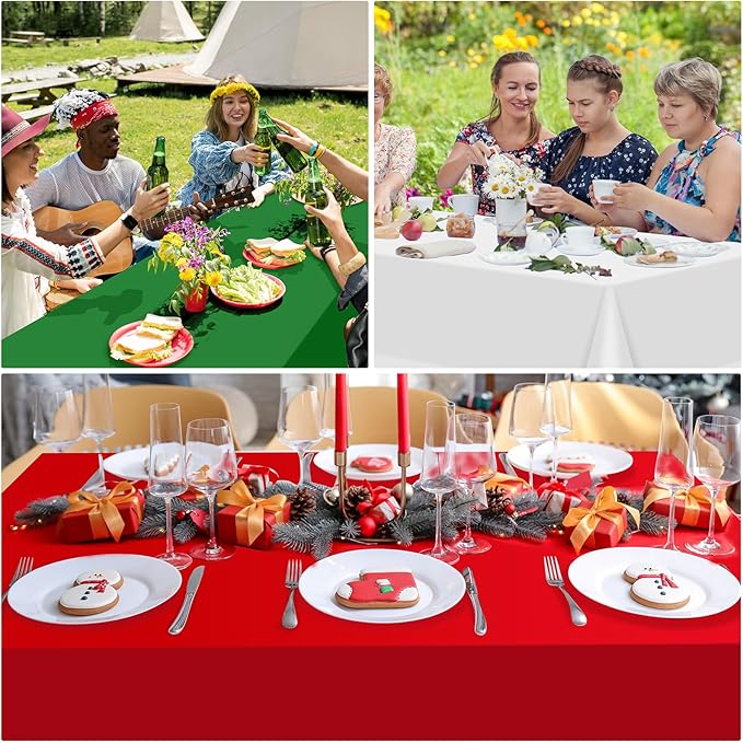 MASHAN 36 Pack Christmas Tablecloth Bulk, Red White Green Disposable Tablecloths, Rectangle Italy Theme Table Covers for Christmas Family Gathering Dining and Italian Party Decoration,54 x 108 Inch