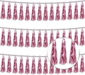 3P Metallic Fringe Tassel Banner Garland Foil Tinsel Streamer Wall Hanging Curtain Backdrop Banner for Parade Floats, Graduation Decorations, Wedding Party Decoration(Pink)