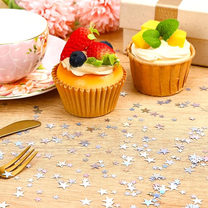 MARFOREVER Holographic Star Confetti, Glitter Star Confetti Birthday Star Scatter Table Iridescent Sequins Sprinkles Metallic Foil for Shower Wedding Christmas Party Decorations