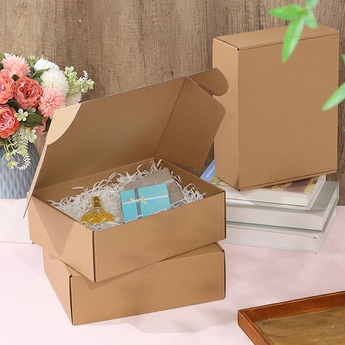 Qilery 100 Pcs Shipping Boxes Cardboard Gift Corrugated Cardboard Brown Boxes Mailer Packaging for Mailing Small Business Present (9 x 6 x 4 Inches)