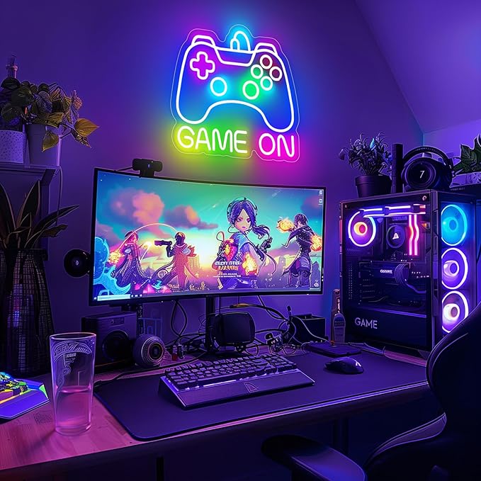 Gamer Neon Sign, Dimmable Neon Controller Sign for Gaming Room Decor, USB Powered Gamepad Shaped Gaming Neon Sign for Teen Boys Room Decor - Best Gifts Led Gaming Sign for Teenage Boys Kids