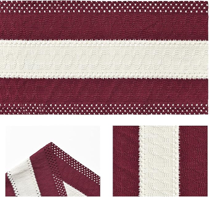 Artoid Mode Red Farmhouse Rustic Table Runner, Seasonal Hollow Kitchen Dining Table Decoration for Home Party Decor 12x60 Inch
