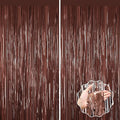 Coffee Brown Metallic Tinsel Backdrop Foil Fringe Curtains 2Packs Door Streamers Backdrop for Birthday Door Decorations, Party Supplies for Bachelorette, Graduation, Christmas Disco Groovy Decors