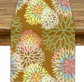 Brown Grey Dahlia Flower Table Runner, Linen Geometric Pattern Floral Table Decor Spring Farmhouse Decorations for Kitchen Dining Holiday Party Decor, 13x60 Inch