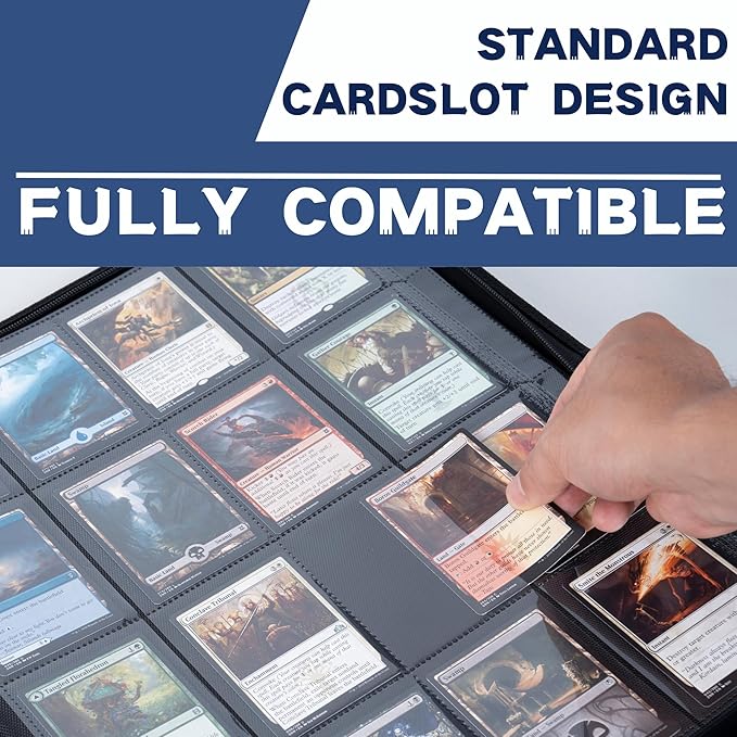 1600+ Pockets Trading Card Binder, 16-Pocket Card Ablum Compatible with MTG,Sports Cards & Other Standard Size Trading Card (NAVY BLUE)